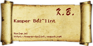Kasper Bálint névjegykártya